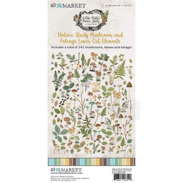 Zestaw Die cuts Vintage Artistry Nature Study Mushroom and Foliage Elements 141 elementów NS23190 49 And Market