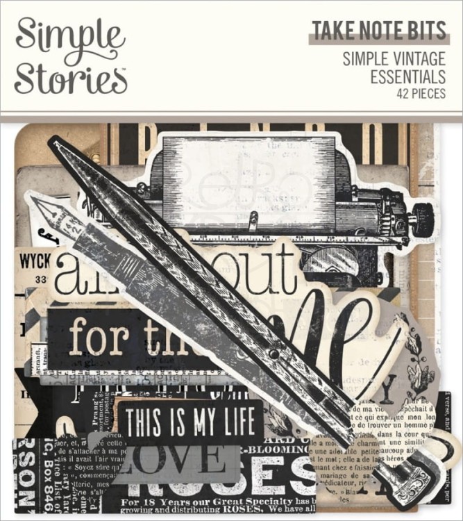 Ozdoby papierowe die-cuts Simple Vintage Essentials - Take Note Bits 42szt SVE20416 Simple Stories