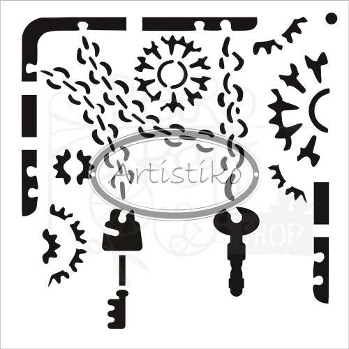 Szablon maska 15x15cm Steampunk - Artistiko