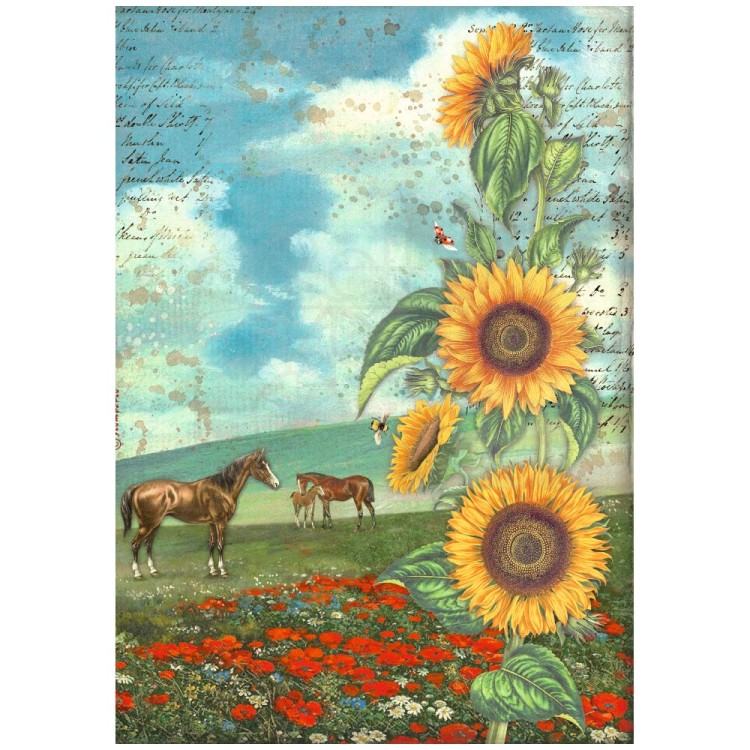 Papier ryżowy A4 Sunflower Art Horses DFSA4767 Stamperia