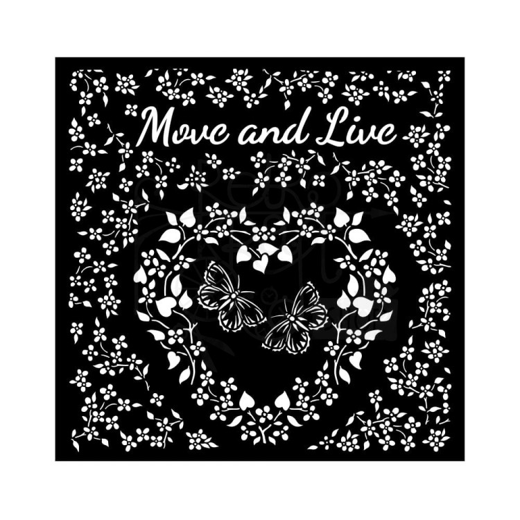 Szablon maska 18x18cm Sunflower Art Move and Live Heart Serce kwiatowe KSTDQ85 Stamperia