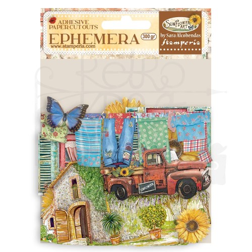 Ozdoby papierowe samoprzylepne Ephemera Sunflower Art Elements and Sunflowers DFLCT20 Stamperia