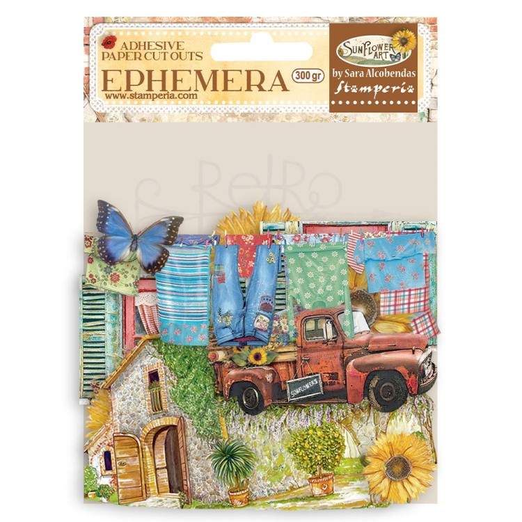 Ozdoby papierowe samoprzylepne Ephemera Sunflower Art Elements and Sunflowers DFLCT20 Stamperia