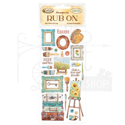 Rub-On Transfer 10x21.6cm Sunflower Art Brushes and Frames DFLRB31 Stamperia