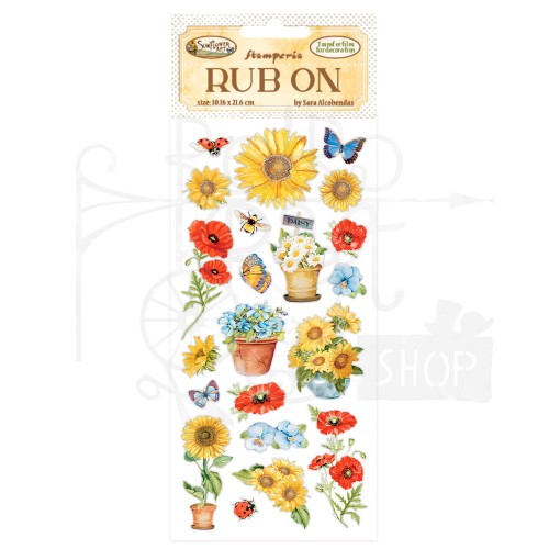 Rub-On Transfer 10x21.6cm Sunflower Art Poppies DFLRB30 Stamperia