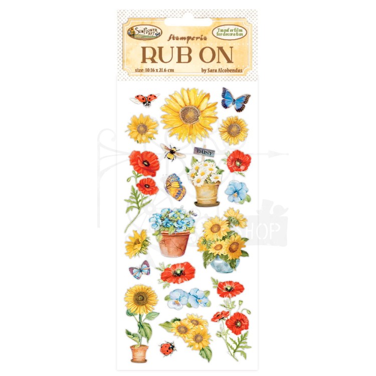 Rub-On Transfer 10x21.6cm Sunflower Art Poppies DFLRB30 Stamperia