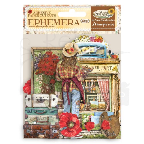 Ozdoby papierowe samoprzylepne Ephemera Sunflower Art Elements and Poppies DFLCT19 Stamperia