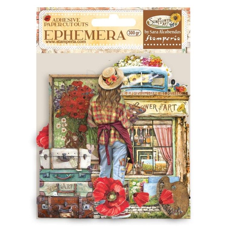 Ozdoby papierowe samoprzylepne Ephemera Sunflower Art Elements and Poppies DFLCT19 Stamperia