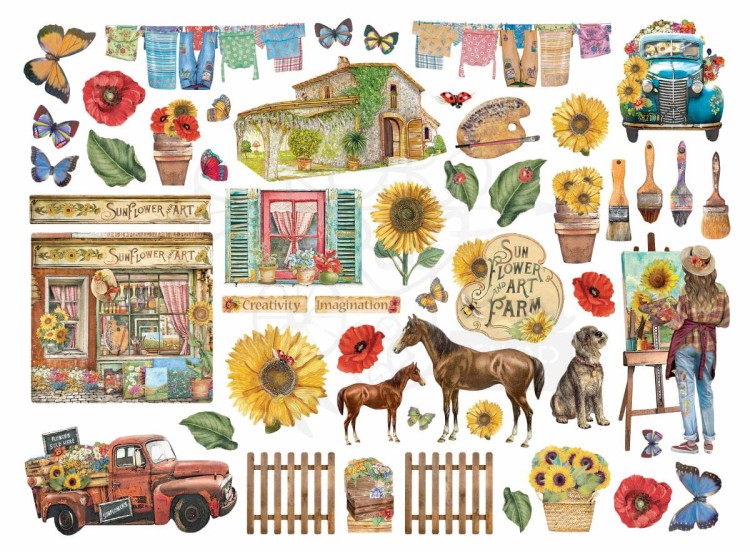 Ozdoby kształty tekturowe Die Cuts Sunflower Art DFLDC77 Stamperia