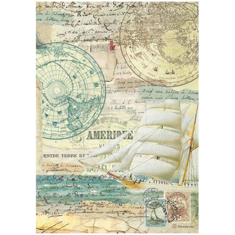 Papier ryżowy A4 Around The World Sailing Ship DFSA4773 Stamperia