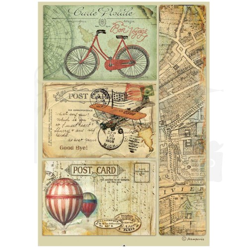 Papier ryżowy A4 Around The World Post Card DFSA4774 Stamperia