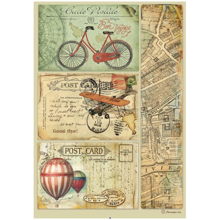 Papier ryżowy A4 Around The World Post Card DFSA4774 Stamperia