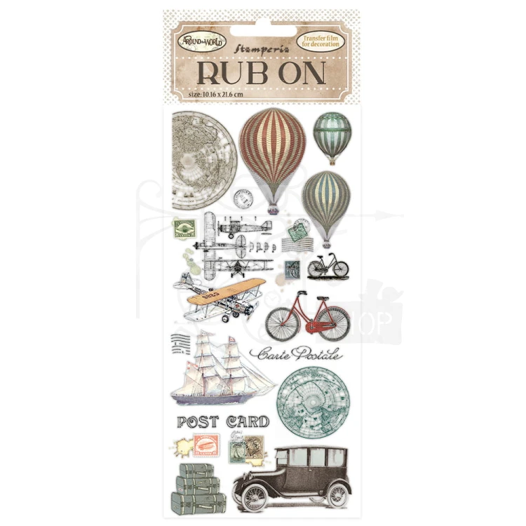 Rub-On Transfer 10x21.6cm Around The World Balloons DFLRB32 Stamperia