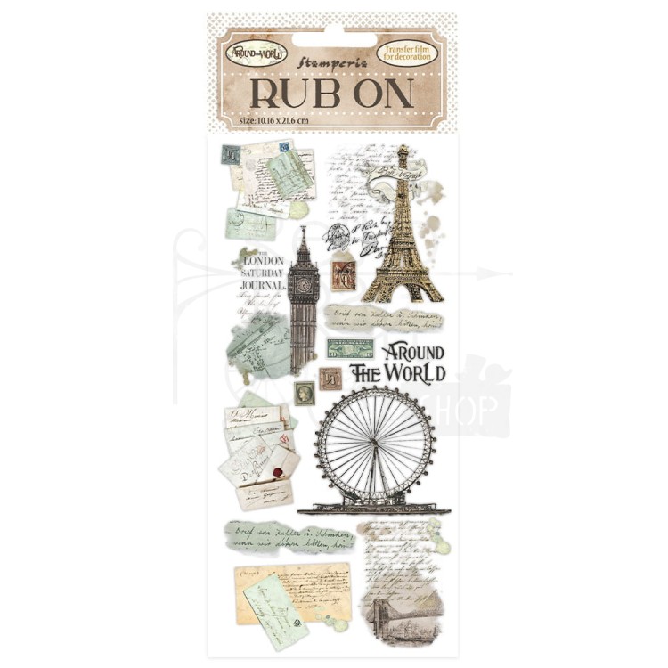 Rub-On Transfer 10x21.6cm Around The World Monuments DFLRB33 Stamperia