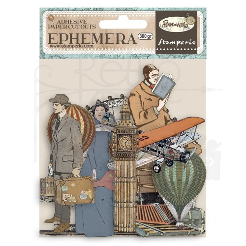 Ozdoby papierowe samoprzylepne Ephemera Around The World DFLCT21 Stamperia