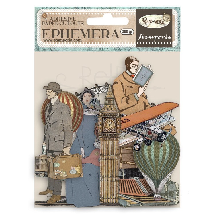 Ozdoby papierowe samoprzylepne Ephemera Around The World DFLCT21 Stamperia