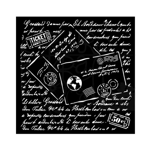 Szablon maska 18x18cm Around The World Letters Listy KSTDQ83 Stamperia