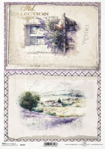 Papier ryżowy A4 widoczki z lawendą Provence R2237 ITD Collection