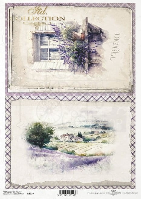 Papier ryżowy A4 widoczki z lawendą Provence R2237 ITD Collection