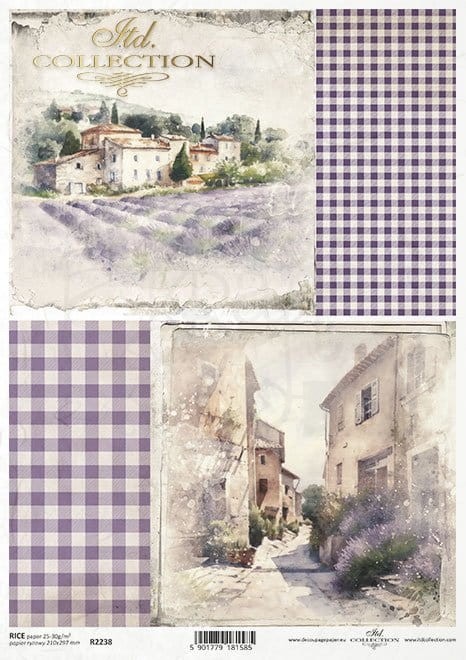 Papier ryżowy A4 widoczki z lawendą R2238 ITD Collection