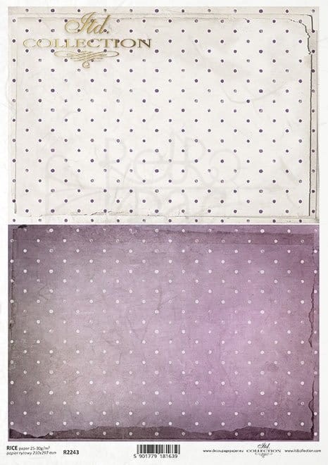 Papier ryżowy A4 tapeta kropki fiolet R2243 ITD Collection