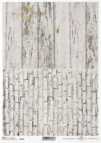 Papier ryżowy A4 wybielone deski i cegły R2245 ITD Collection