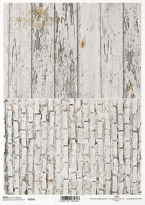 Papier ryżowy A4 wybielone deski i cegły R2245 ITD Collection