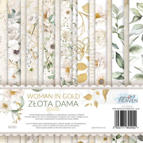 Zestaw papierów 20x20 Złota dama Paper Heaven