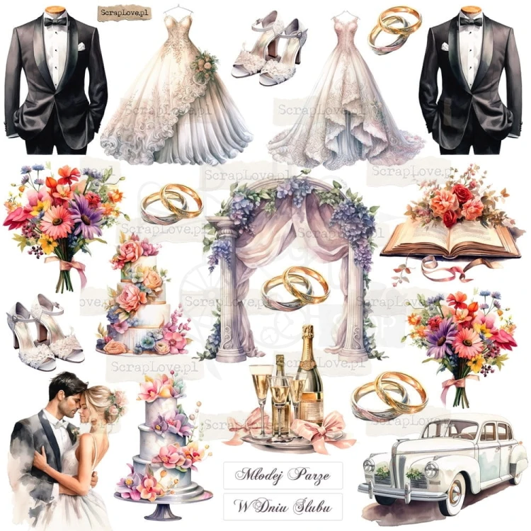 Naklejki do scrapbookingu i art journalingu Ślub 6 ScrapLove