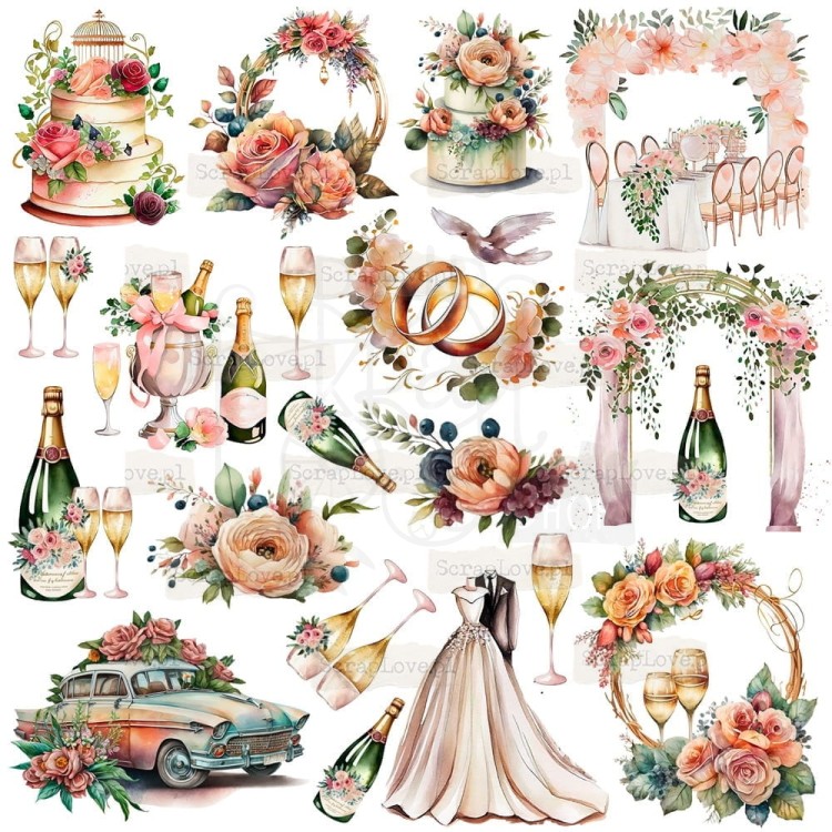 Naklejki do scrapbookingu i art journalingu Ślub 4 ScrapLove