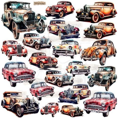 Naklejki do scrapbookingu i art journalingu Old Cars 1 ScrapLove