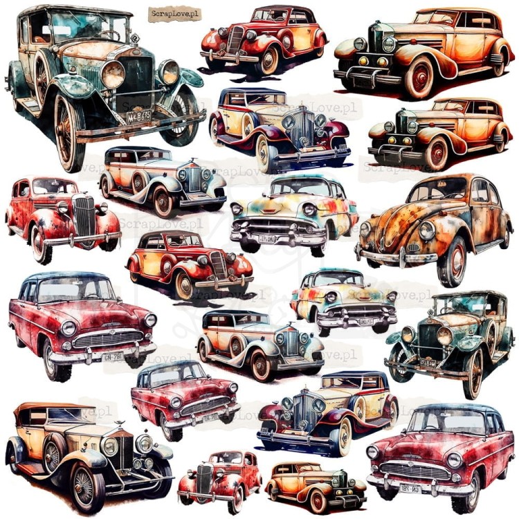Naklejki do scrapbookingu i art journalingu Old Cars 1 ScrapLove