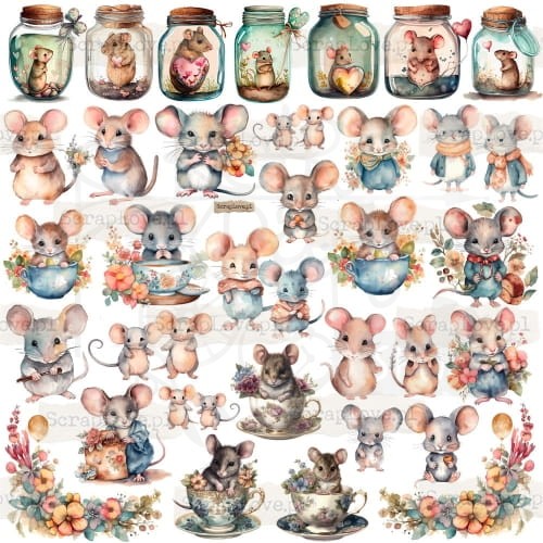 Naklejki do scrapbookingu i art journalingu Mouse Love 2 ScrapLove