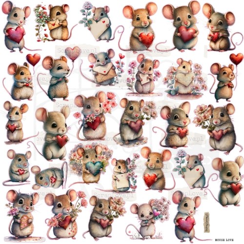 Naklejki do scrapbookingu i art journalingu Mouse Love ScrapLove