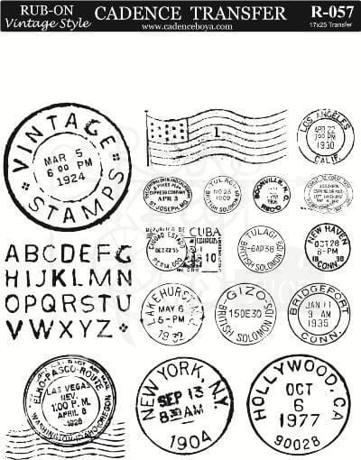 Rub-on Transfer 17x25cm Pieczątki pocztowe 2 RB057 Cadence