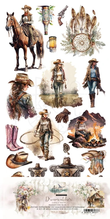 Zestaw papierów 15x30 elementy do wycinania Dreamcatcher Wild West AA-DC-11 Alchemy of Art