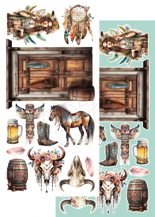 Zestaw papierów 15x30 elementy do wycinania Dreamcatcher Wild West AA-DC-11 Alchemy of Art