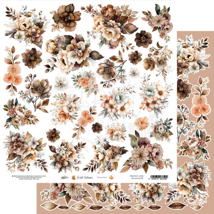 Papier 30x30 elementy do wycinania Gold Autumn AA-GA-ZJ-09 Alchemy of Art