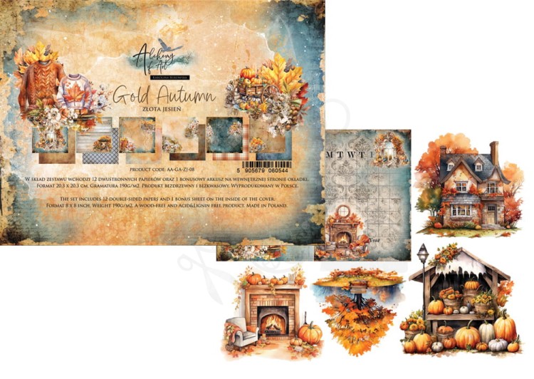Zestaw papierów 20x20 Gold Autumn AA-GA_ZJ-08 Alchemy of Art