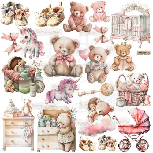 Naklejki do scrapbookingu i art journalingu Baby Girl 3 ScrapLove