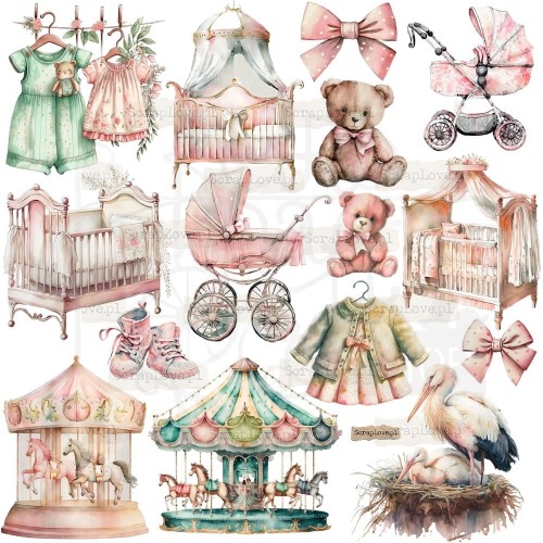 Naklejki do scrapbookingu i art journalingu Baby Girl 2 ScrapLove