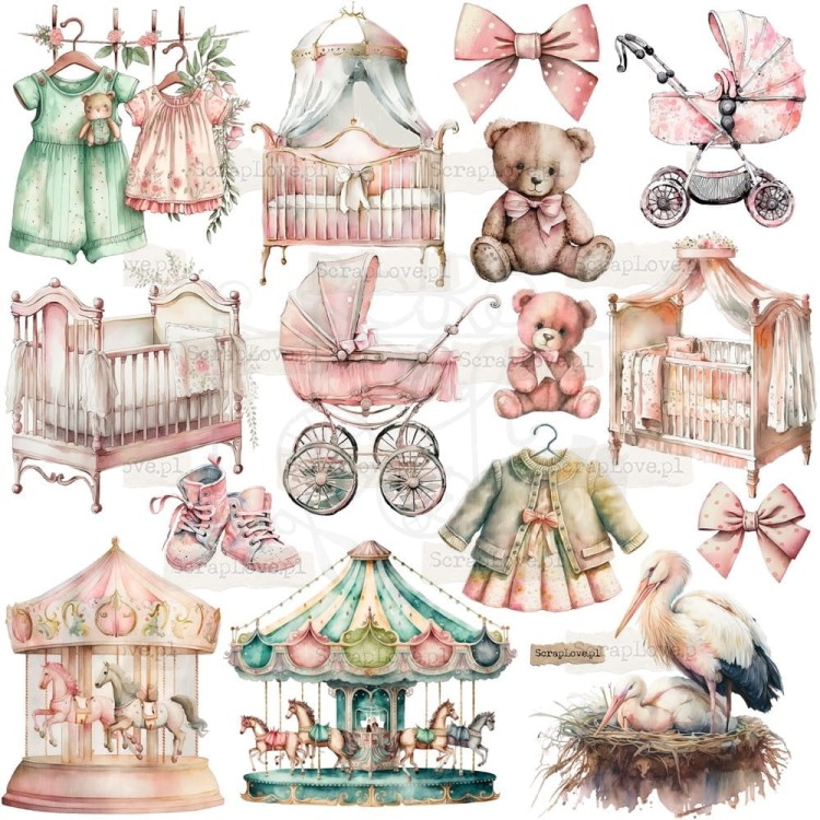 Naklejki do scrapbookingu i art journalingu Baby Girl 2 ScrapLove