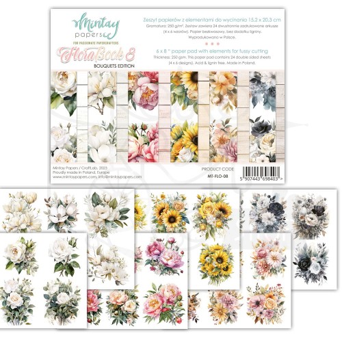 Zestaw papierów 15x20 elementy do wycinania - Flora Book 8 MT-FLO-08 Mintay