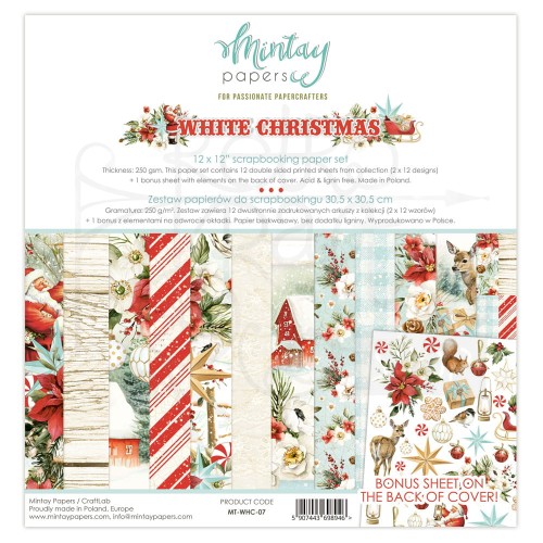 Zestaw papierów 30x30 - White Christmas MT-WHC-07 Mintay
