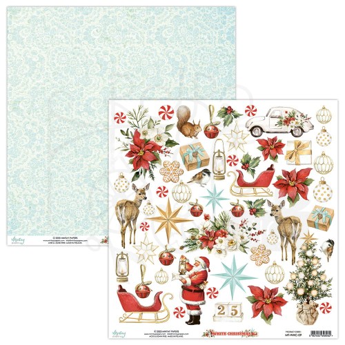 Papier 30x30 arkusz elementów do wycinania - White Christmas MT-WHC-09 Mintay