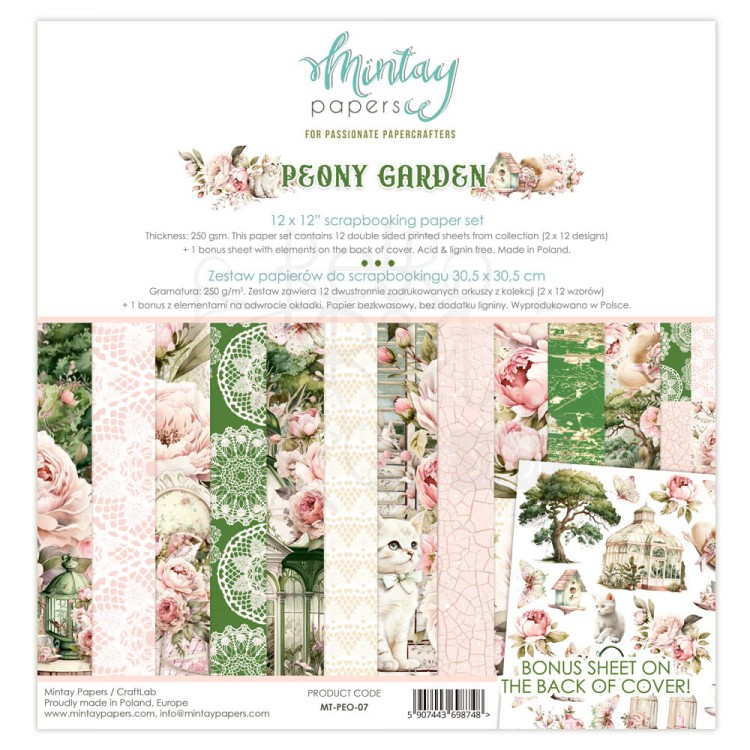 Zestaw papierów 30x30 - Peony Garden MT-PEO-07 Mintay