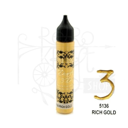 Konturówka metaliczna Dora 3D bogate złoto 25ml KD5136 Cadence
