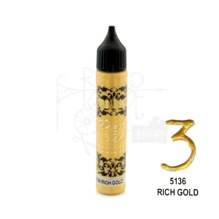 Konturówka metaliczna Dora 3D bogate złoto 25ml KD5136 Cadence