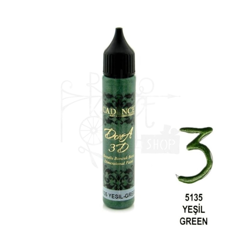 Konturówka metaliczna Dora 3D zielona 25ml KD5135 Cadence