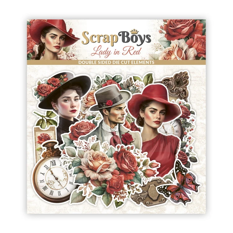 Ozdoby papierowe die-cuts Lady in Red SB-LARE-12 ScrapBoys